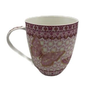 Vintage Queen's Butterfly Pink Gold White Coffee Tea Mug Fine China